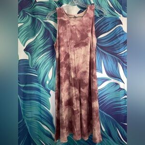 Old Navy Mauve and Cream Tie-Dye Tank Swing Dress